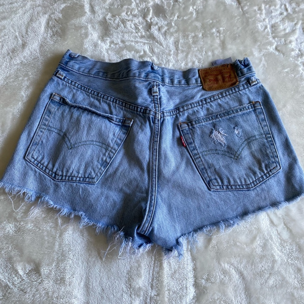 Vintage 501 Levi patch button fly jean shorts